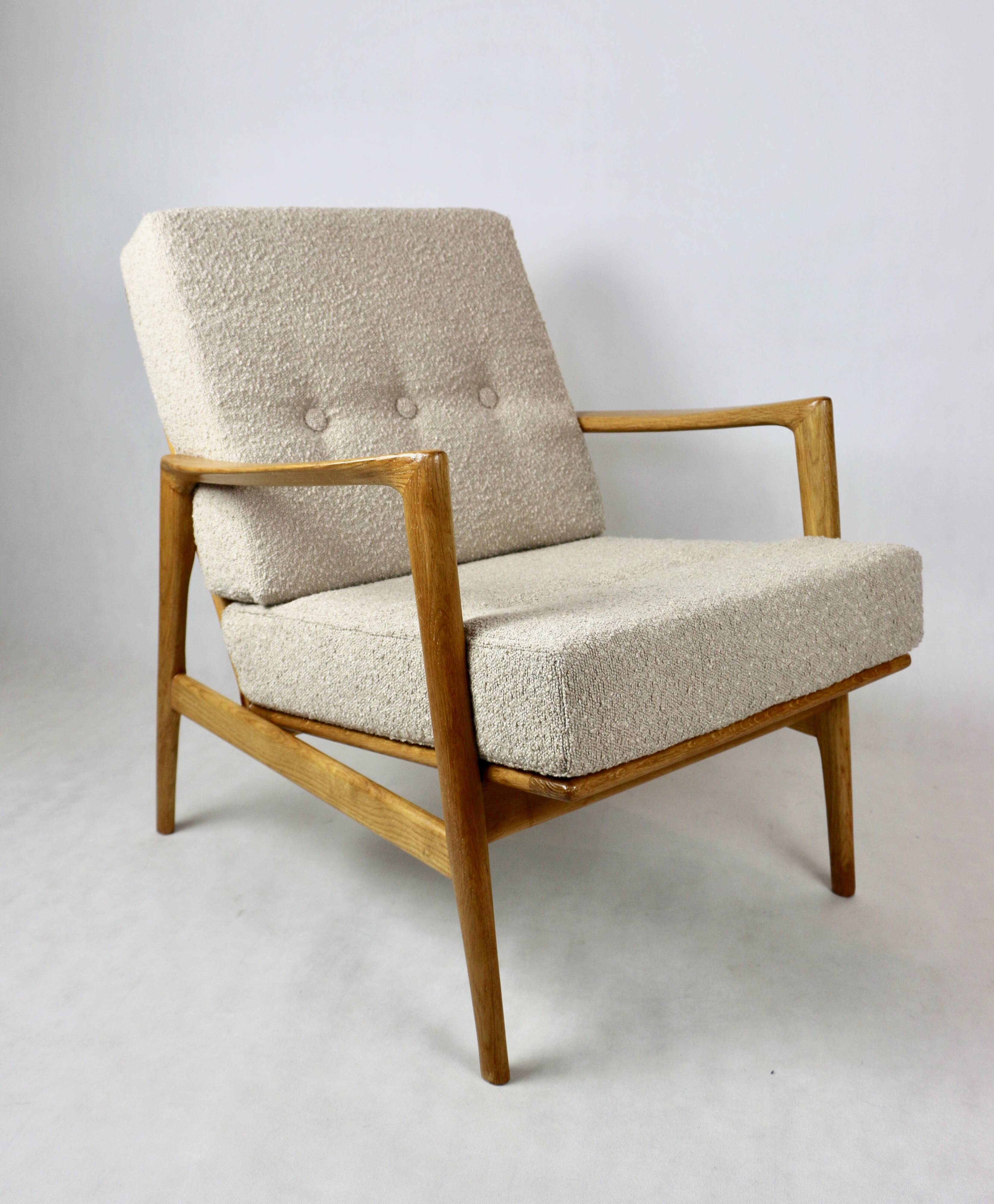 Polish Beige Stefan Oak Armchair, 1970s
