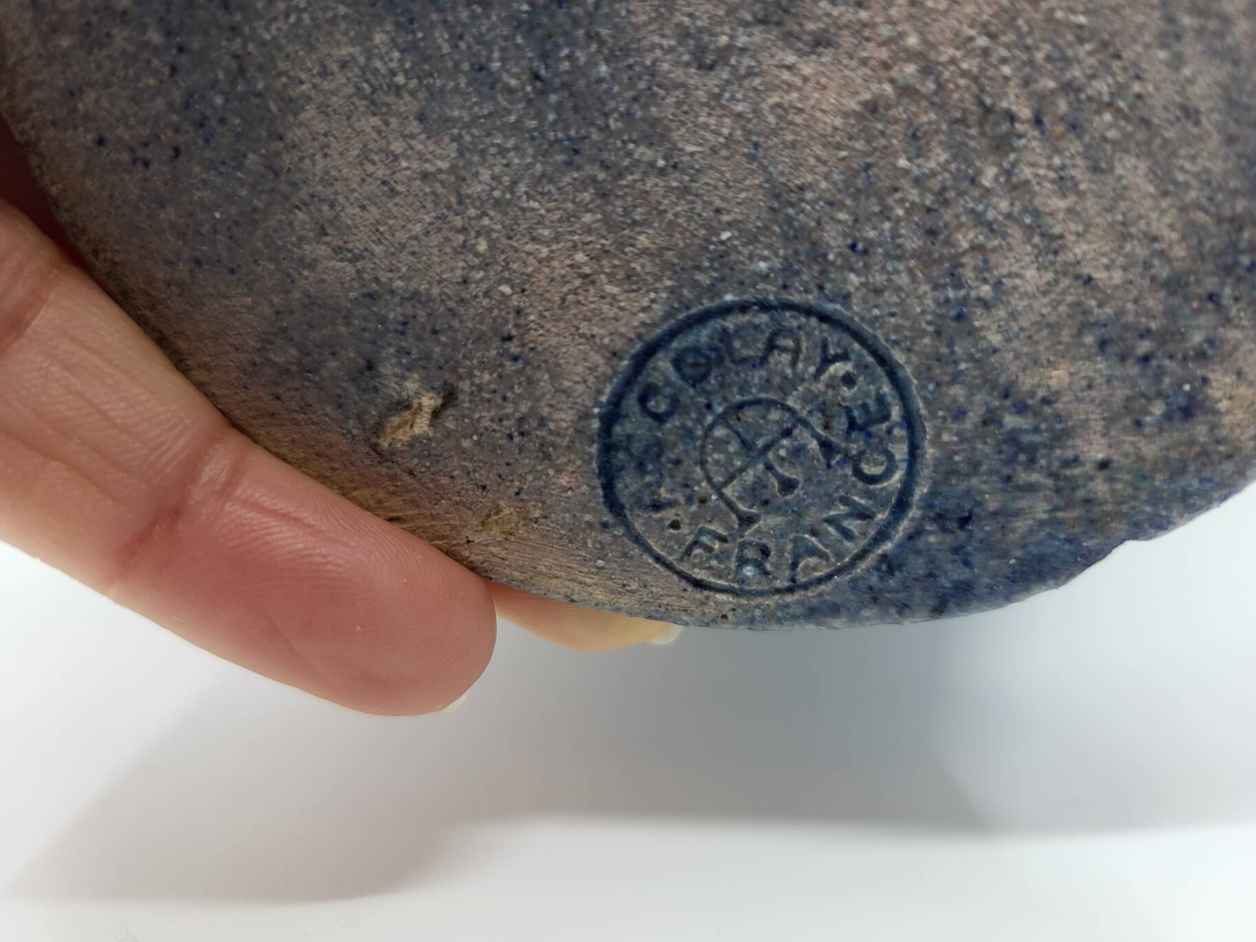 Accolay vase in enamelled stoneware Bleu France Circa 1970