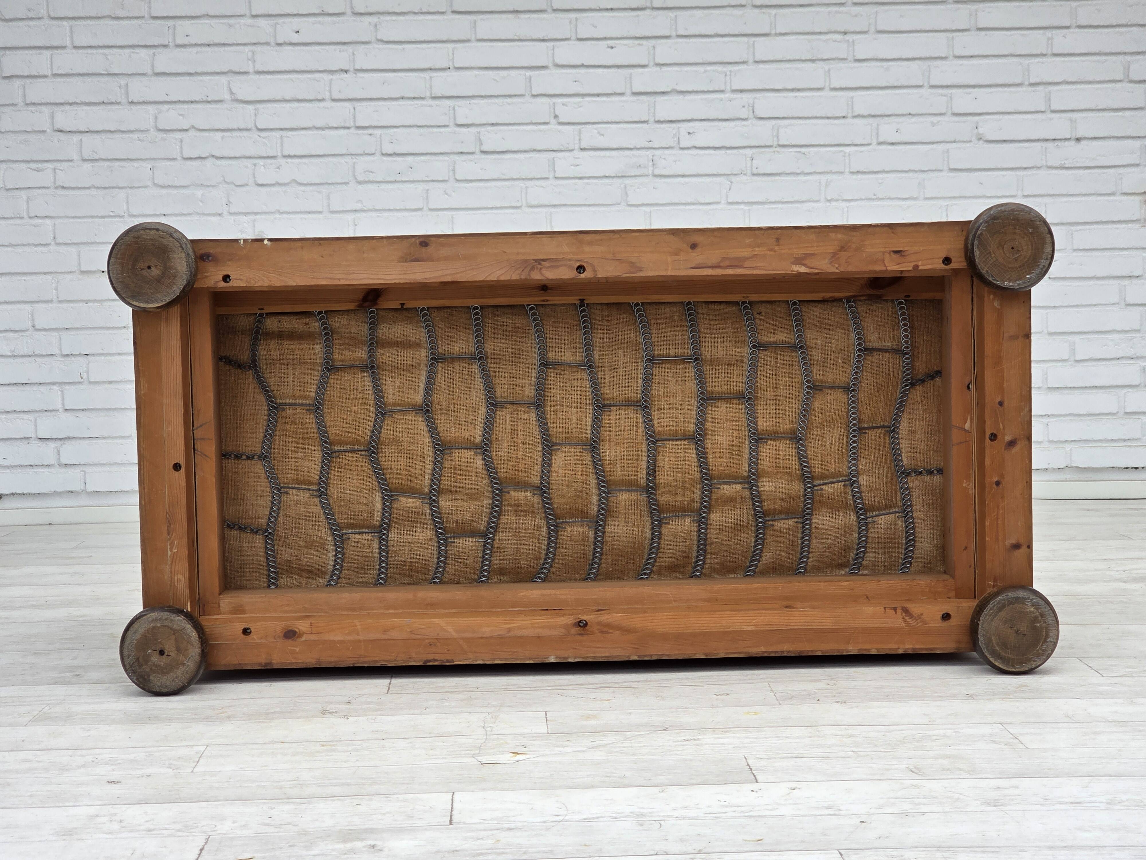 1960s, Danish 2-seater sofa, original condition, furniture wool, oak wood.