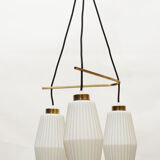 1950s Italian triangle lamp in brass and opalglass