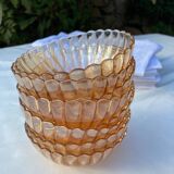 8 orange iridescent glass cups