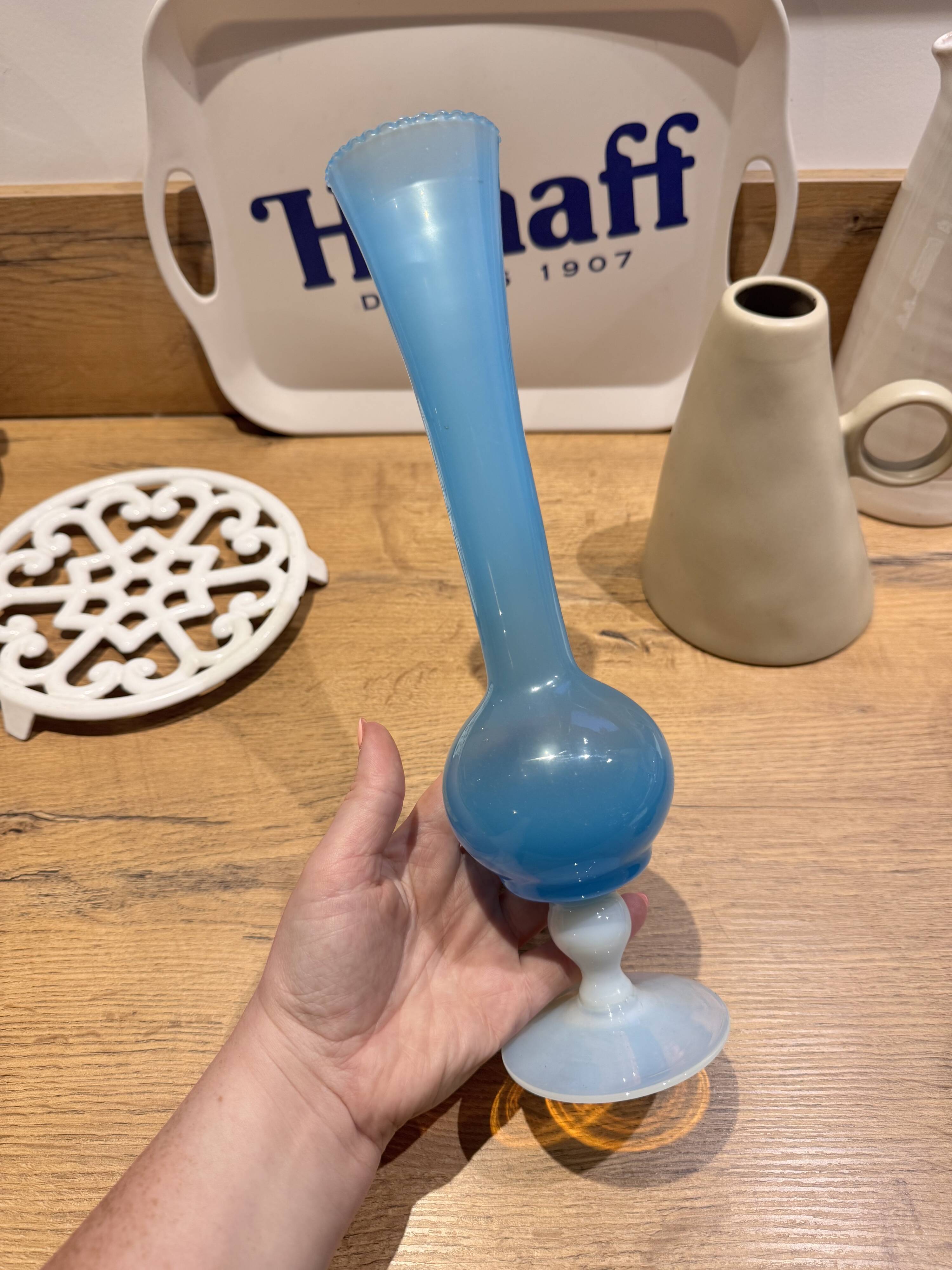 Vintage blue opaline soliflore vase