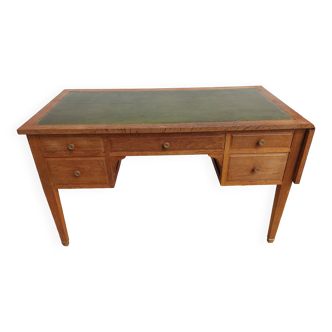 solid wood desk, leather top, extension