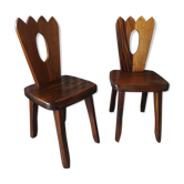 Pair of brutalist chairs in solid orne
