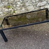 VINTAGE 1970 RECTANGULAR COFFEE TABLE BLACK SMOKED GLASS BROWN