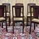 Series of 6 Art Deco chairs in mahogany and leather from the 1930s