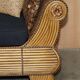 Canapé vintage 1970 avec cadre bambou et motifs aztèques