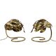 Hollywood regency set of 2 brass leaves table lamps, Bottega Gadda Italy, 1970s