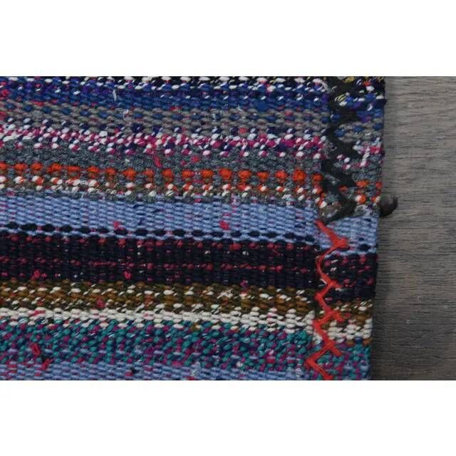 1970s Vintage Turkish Oushak Handmade Wool & Cotton Runner Rug 133x355