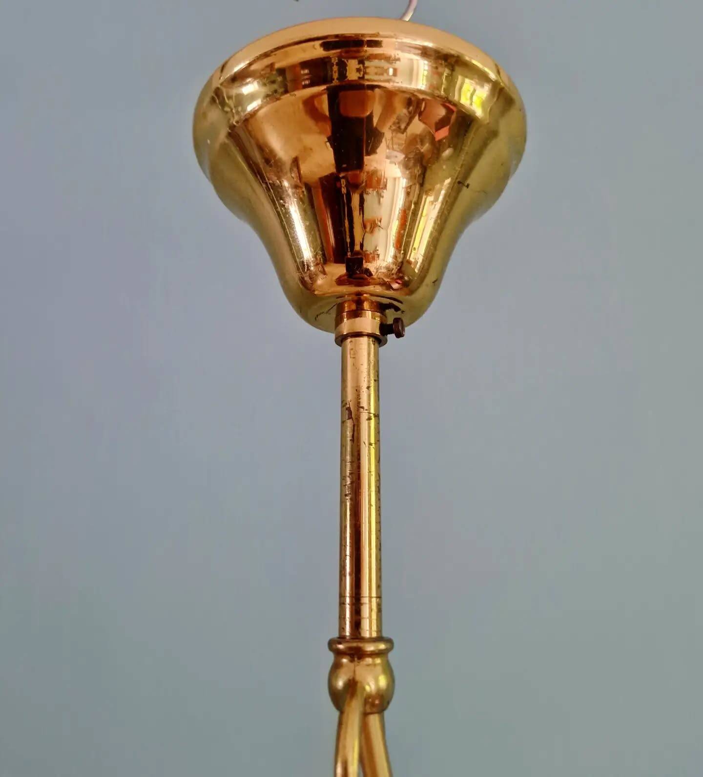 Large vintage glass pendant light, with gold inclusions, 1970.