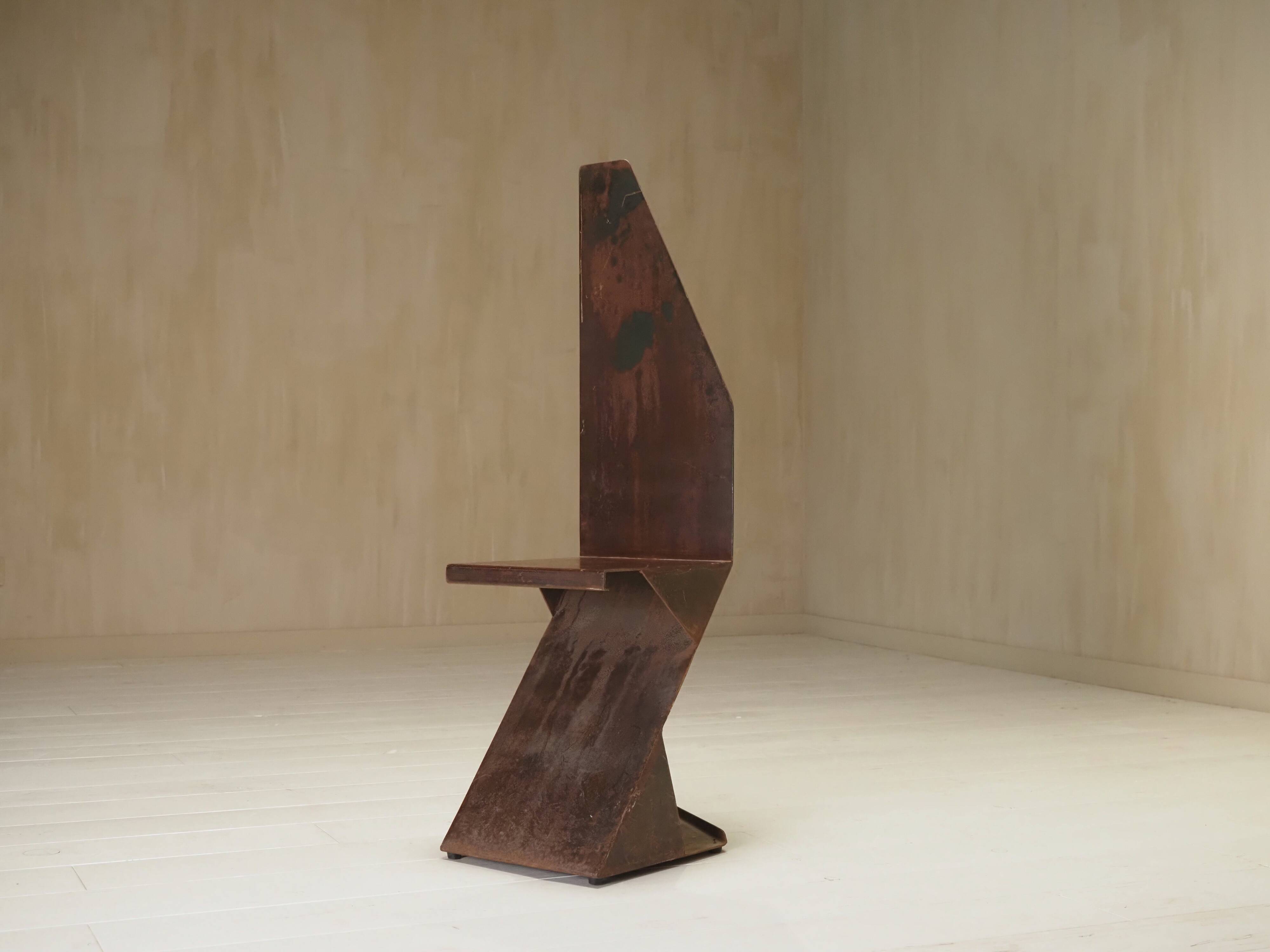 Postmodern sculptural chair in steel, Germany, 1980s