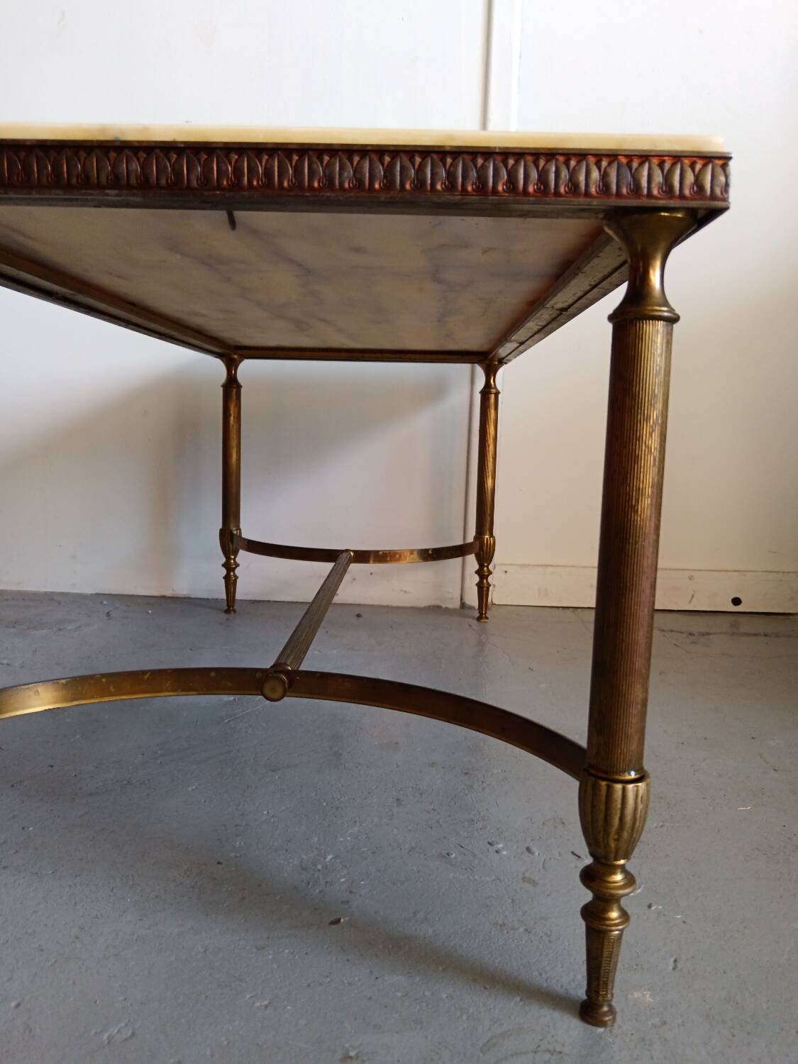 Marble and brass coffee table