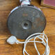 Lamp base in chrome metal, porcelain and wood.
