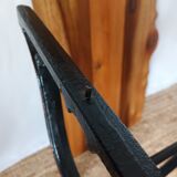 Vintage bistro table with brutalist walnut top