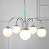Mid-century Italian Chrome and Opaline Chandelier