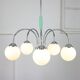 Lustre italien en chrome et opalin du milieu du siècle