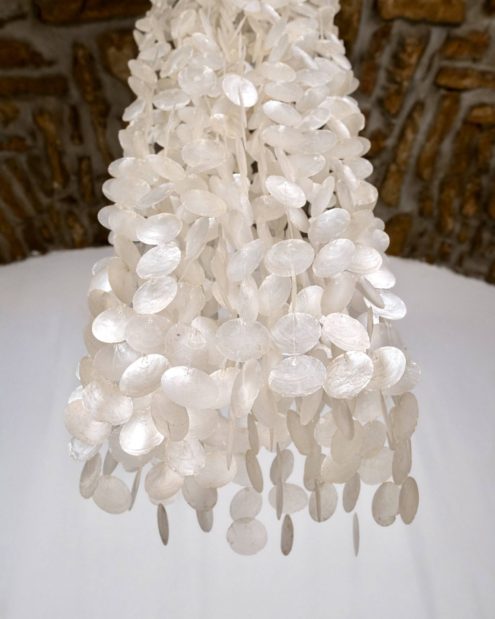 Large mother-of-pearl chandelier in the style of Verner Panton, 1980s.