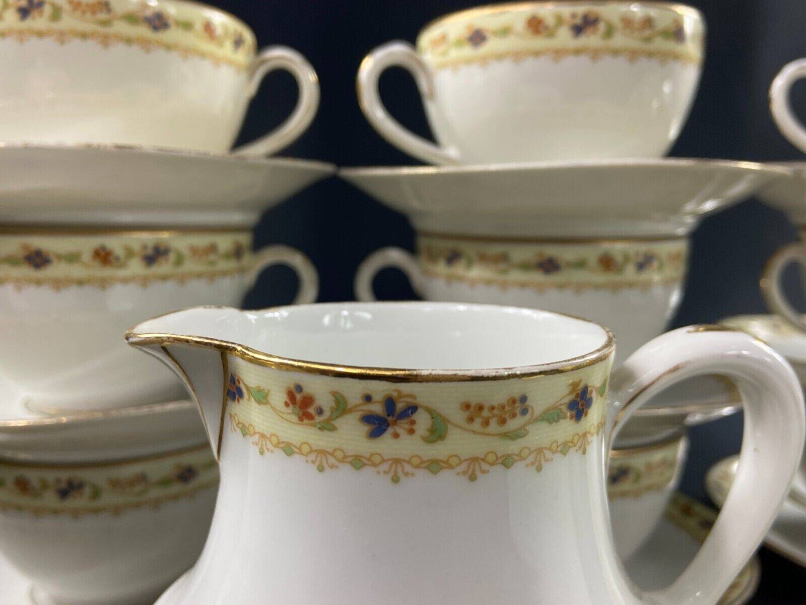 Limoges porcelain tea set Bernardaud Teapot sugar bowl milk pot cups
