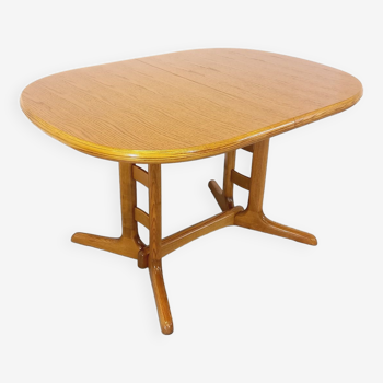 Table à manger ovale style scandinave des années 60/70 en chêne massif avec rallonge