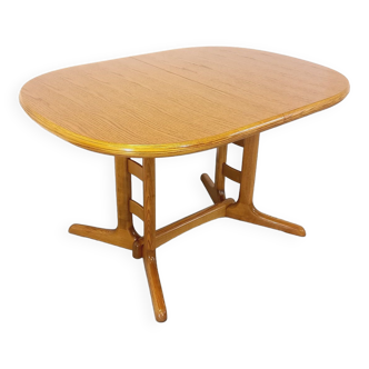 Table à manger ovale style scandinave des années 60/70 en chêne massif avec rallonge