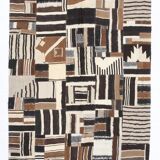 5x7 Brown & Cream Handmade Vintage Kilim Rug, 149x200Cm