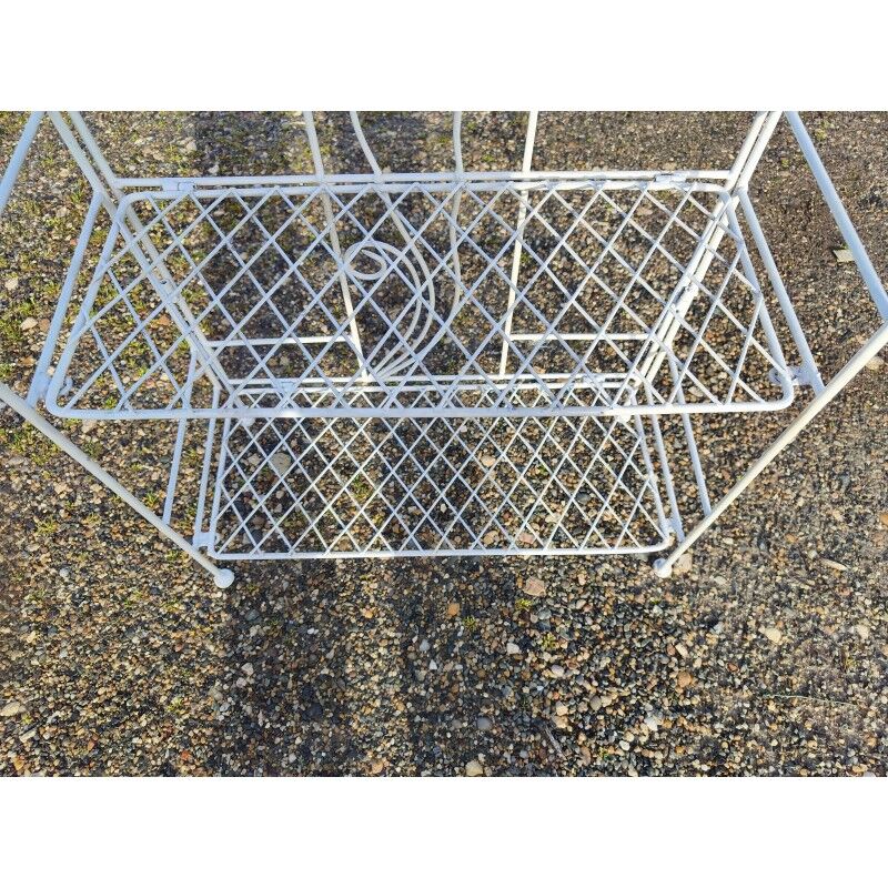 White folding wrought iron shelf