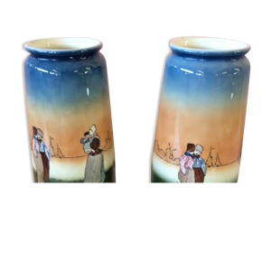 Paire de vases en grès émaillé