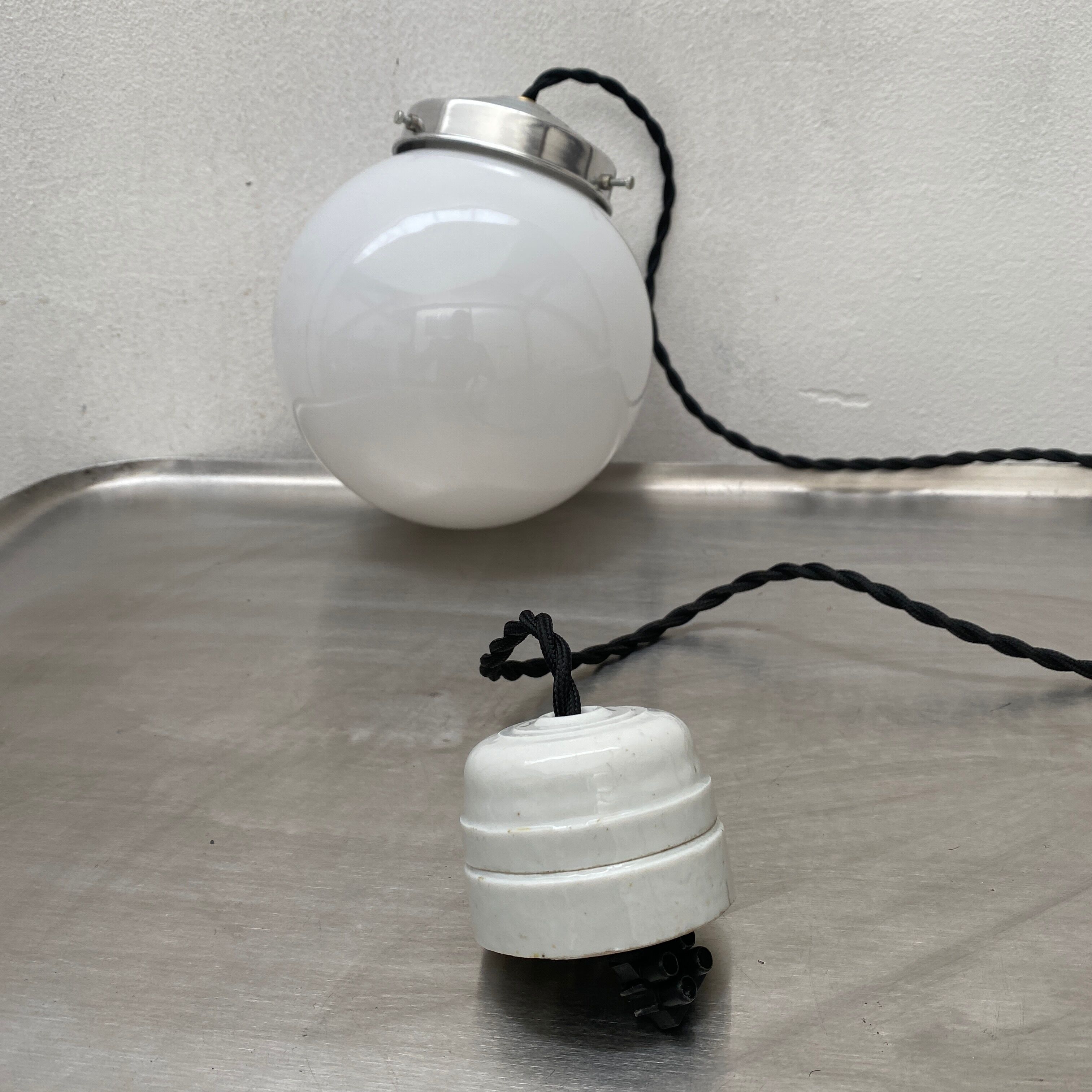 Lot 2 vintage opaline hanging lamps