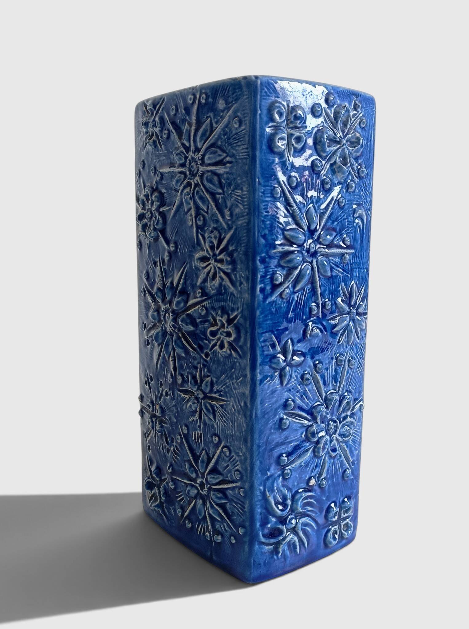 1960s Scheurich Kosmos Décor Sculptural Cobalt Blue Vase, West Germany