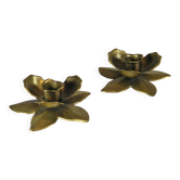Deux bougeoirs " fleurs " en laiton - années 70