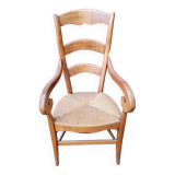Fauteuil à crosses en bois et paillage - Style Louis Phillipe.