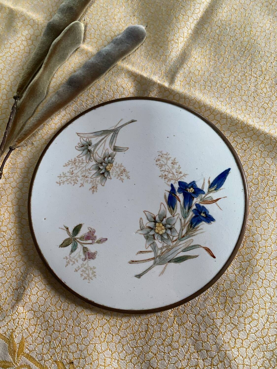 Ancient ceramic platter and bottle coaster