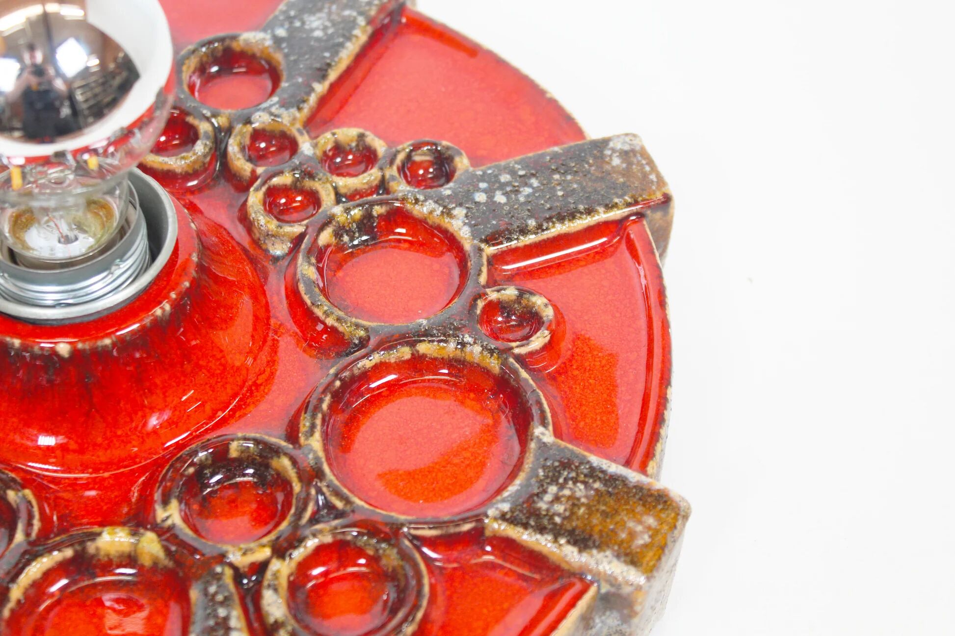 Vintage 1970s ceramic 'Fat Lava' style wall light by Hustadt Leuchten