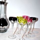Carafe et 6 verres à liqueur Saint-Louis Bristol Joseph overlay cristal doublé