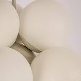 Kaiser Sputnik chandelier, molecular shape, 12 opal glasses, Germany, 1970s