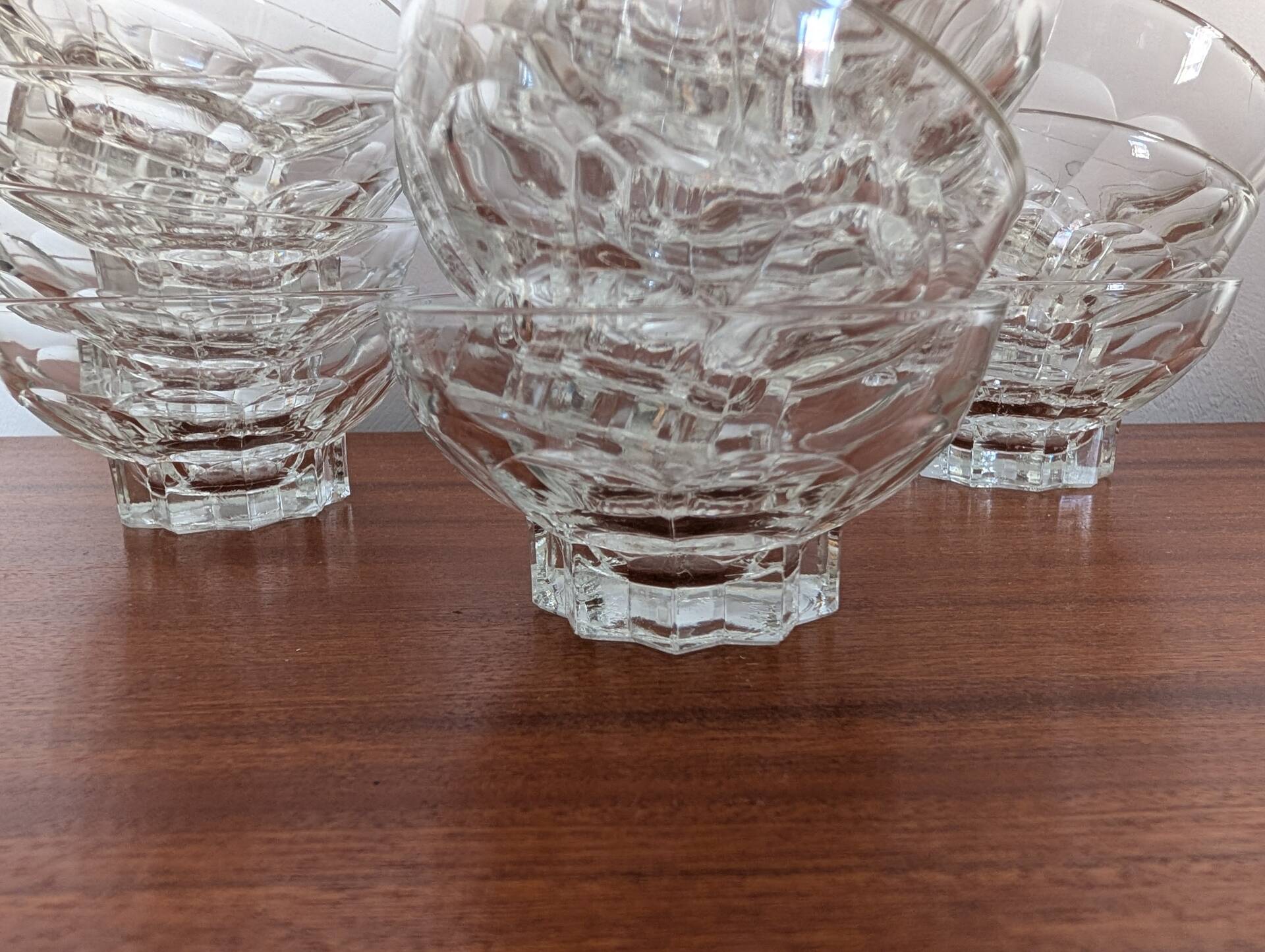 11 French moulded glass cups – 1970s