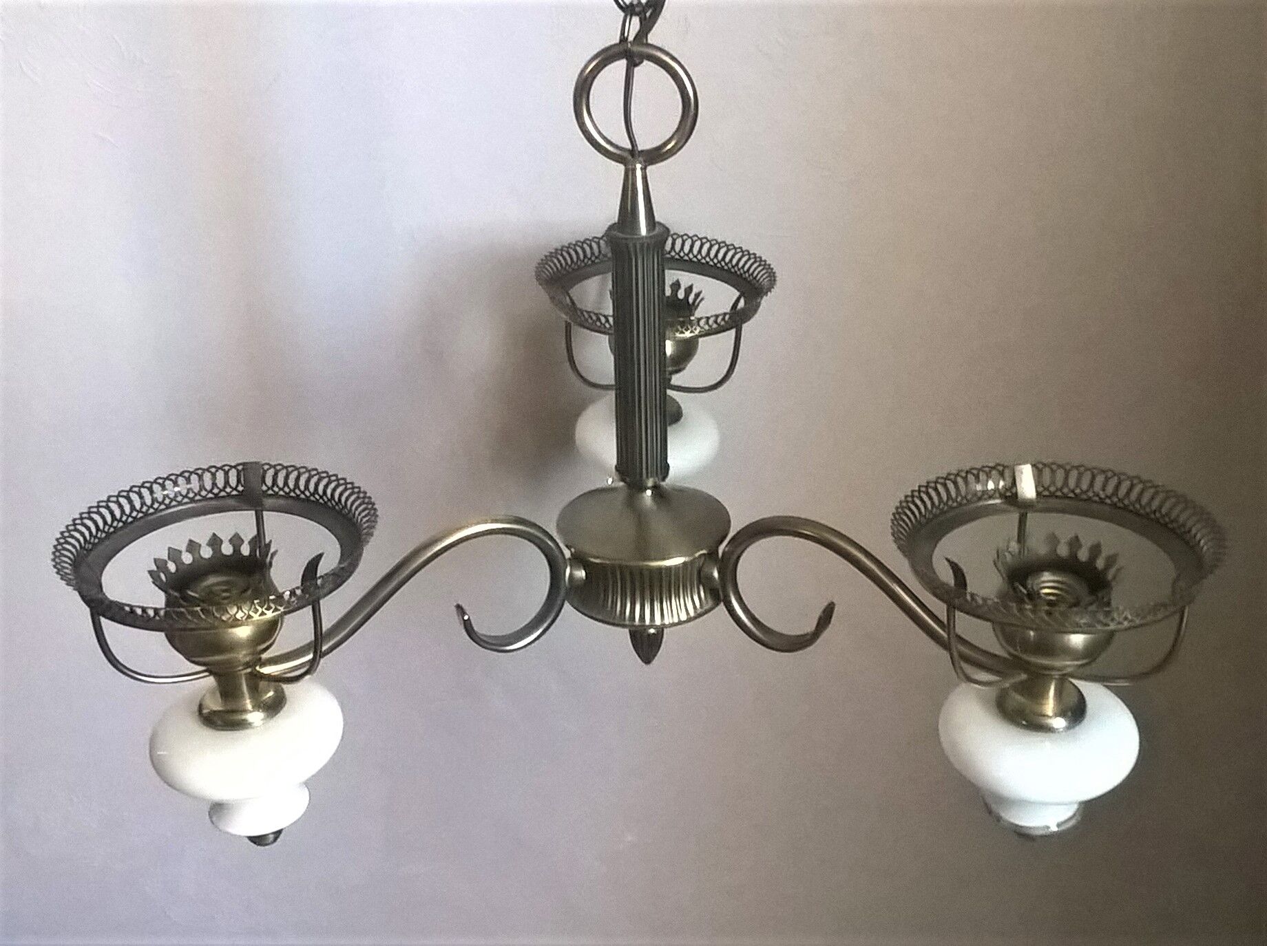 Gloss metallic patinated and gold and double opalines three fires Scandinavian style of the 30s