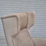 1970s, Danish wingback armchair, original condition, furniture velour, ash wood.