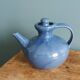Blue glazed ceramic teapot signed