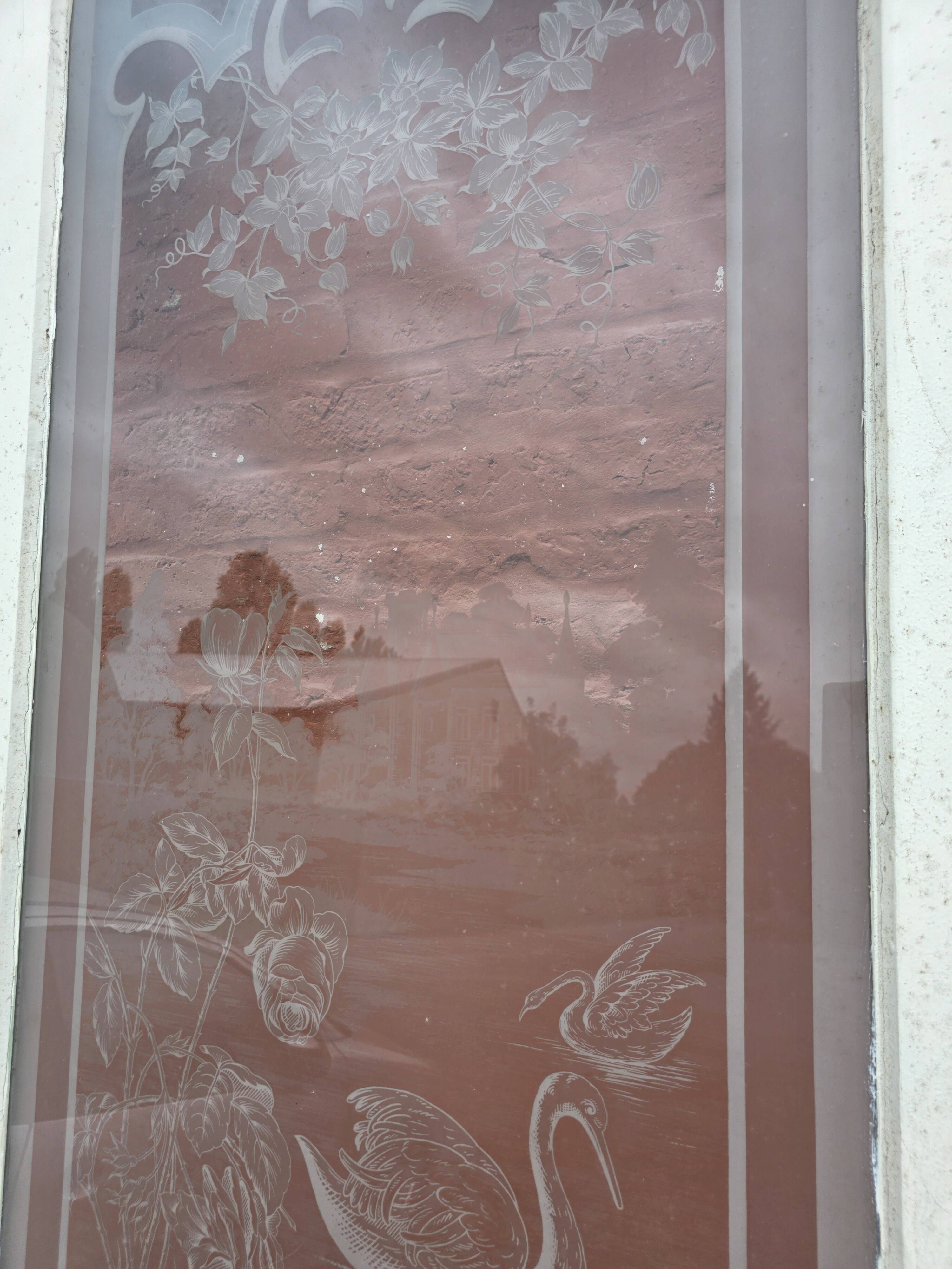 Engraved glass door, late 19th century.
