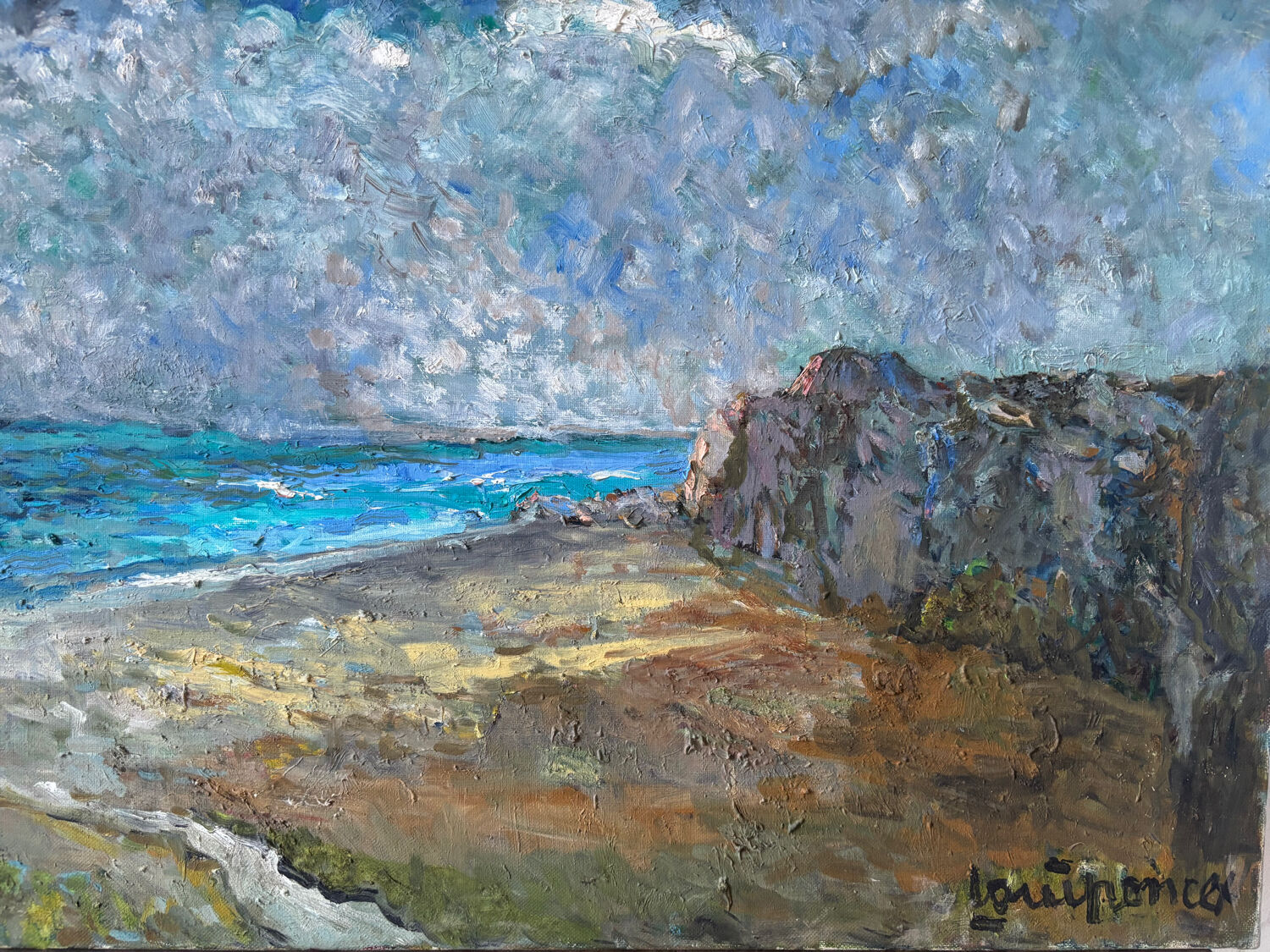 Seaside landscape signed