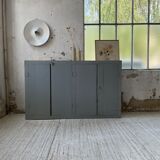 Factory blue patinated workshop furniture