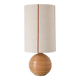 Recycled vintage lamp — honey ceramic base, natural linen shade