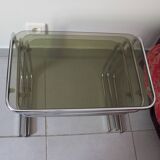 Smoked glass and chrome metal nesting tables