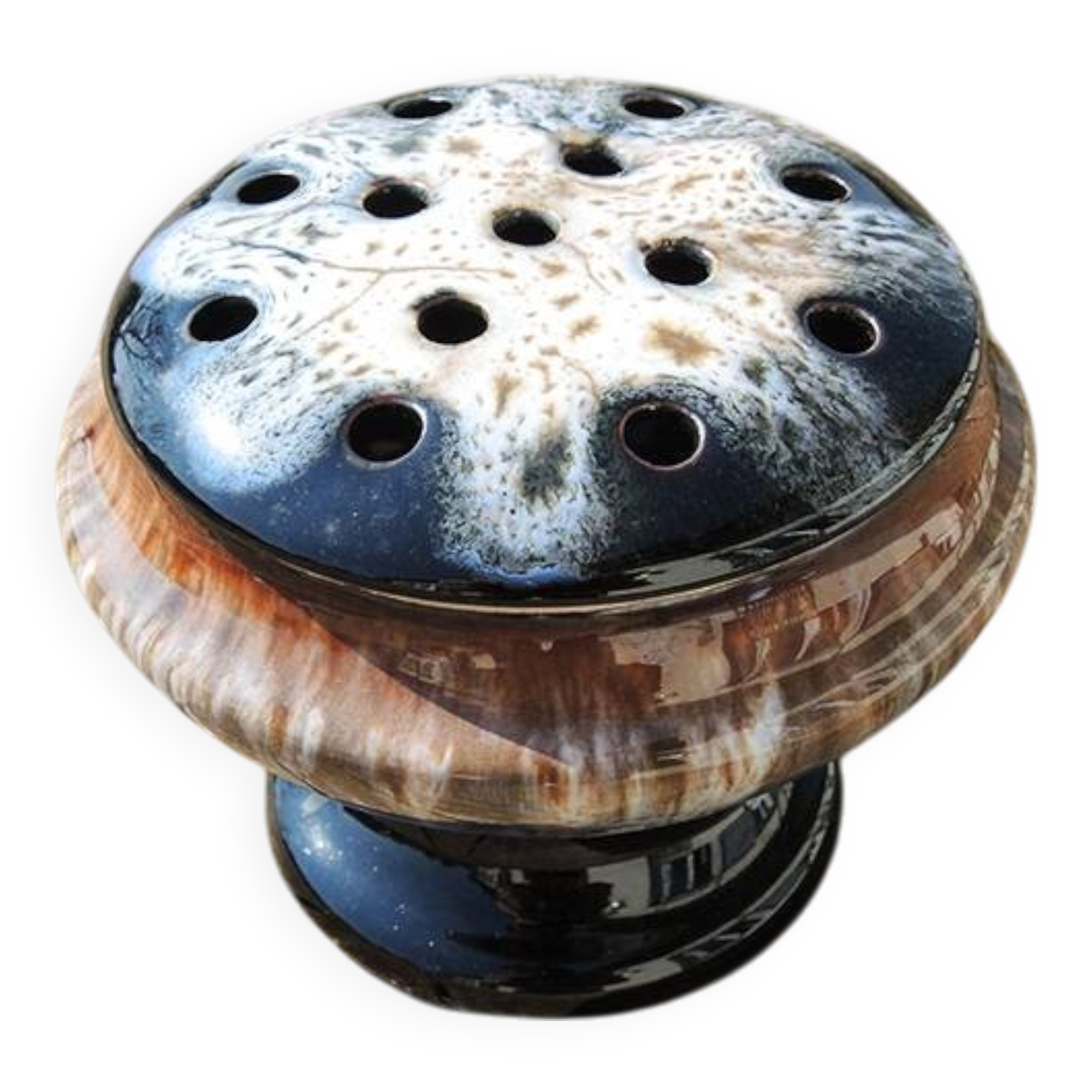 Antique Marbled Ceramic Flower Pick