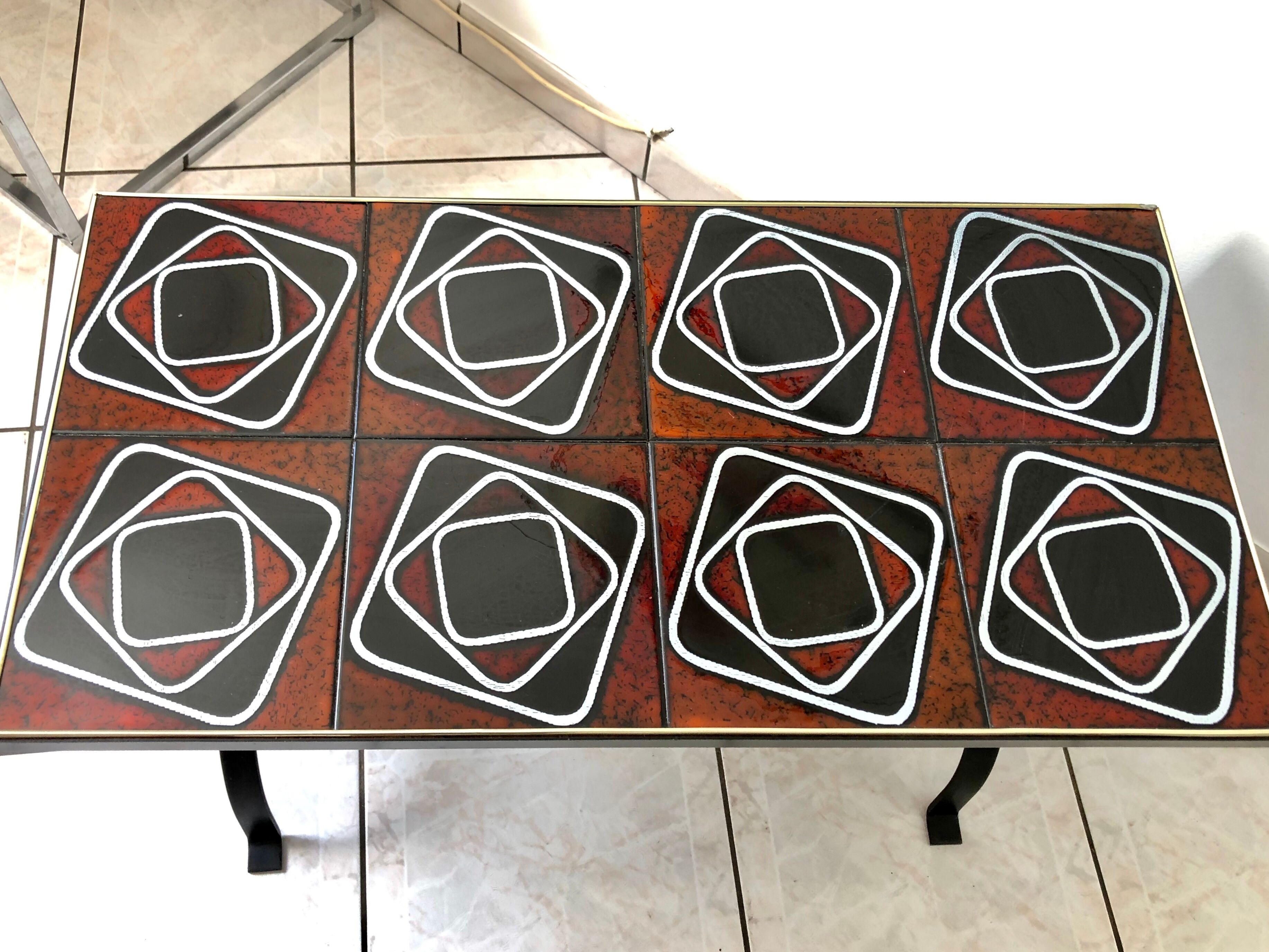 Wrought iron coffee table ceramic 60