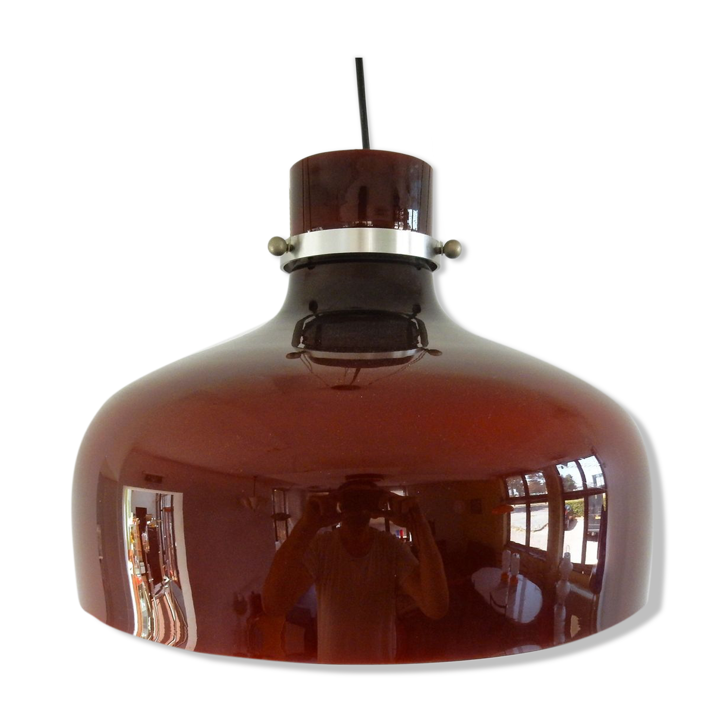 Vintage glass suspension in red-brown 1970s