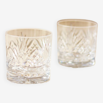 2 cut crystal whisky glasses