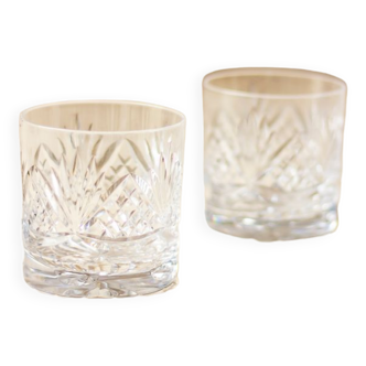 2 cut crystal whisky glasses