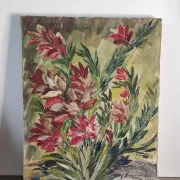 Tableau vintage fleurs au couteau